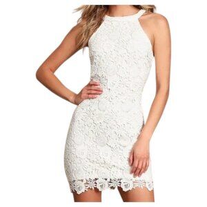 Lulu’s Ivory Lace Halter Mini Dress Floral XL